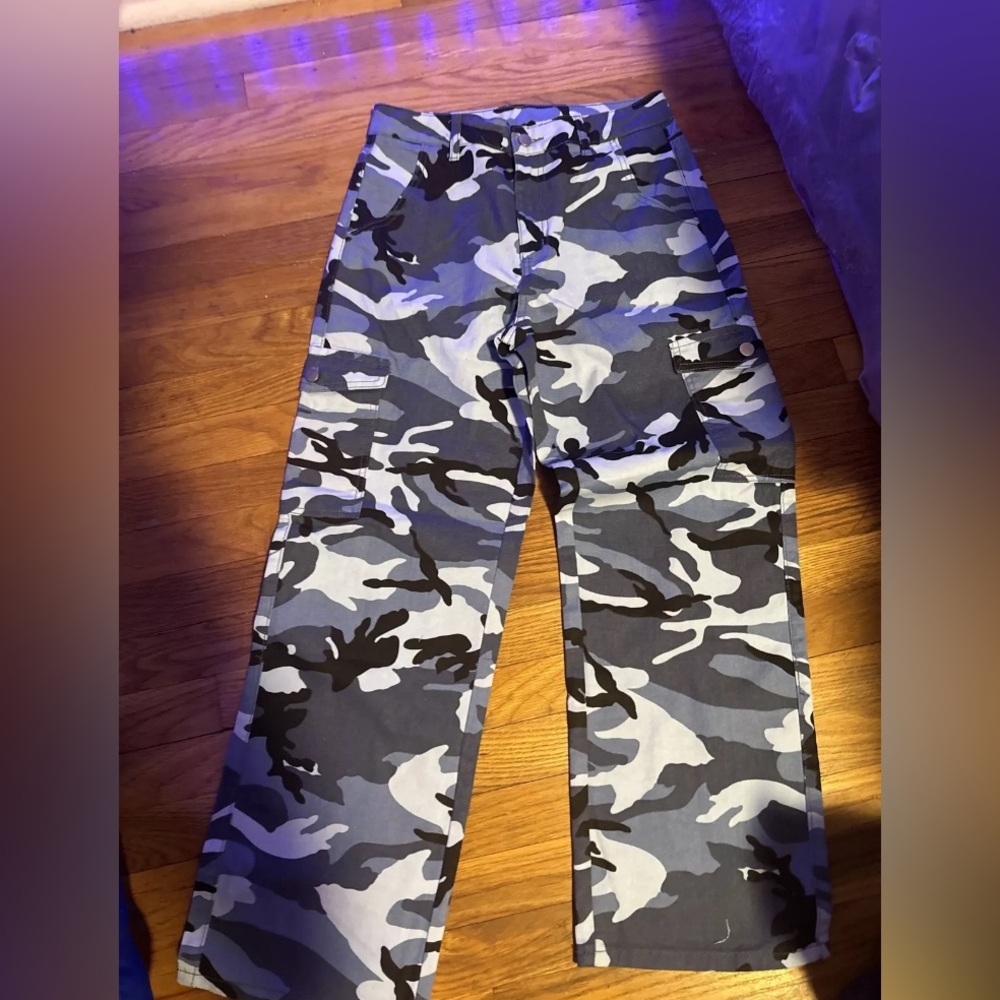 Camo blue cargo pants